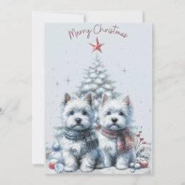 Westie Pair Merry Christmas Card