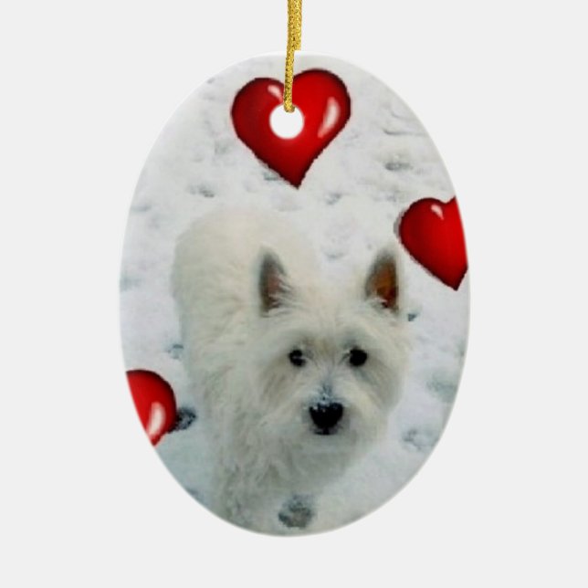 Westie personalized hanging decoration christmas (Front)