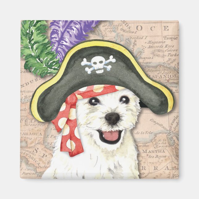 Westie Pirate Magnet (Front)