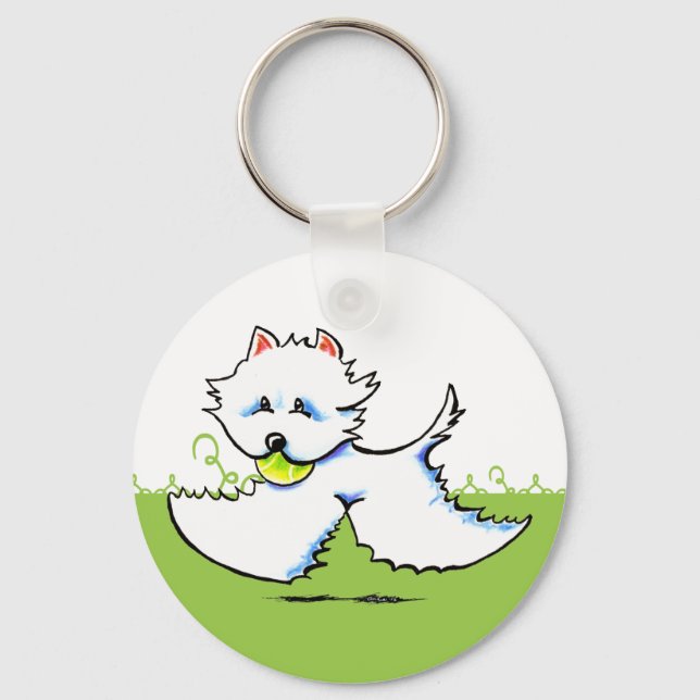 Westie Playtime Off-Leash Art™ Key Ring (Front)