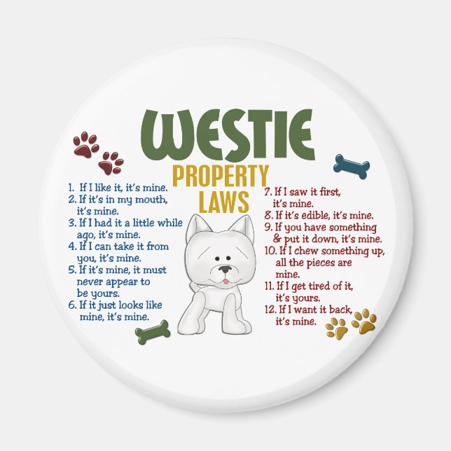Westie Property Laws 4 Magnet (Front)