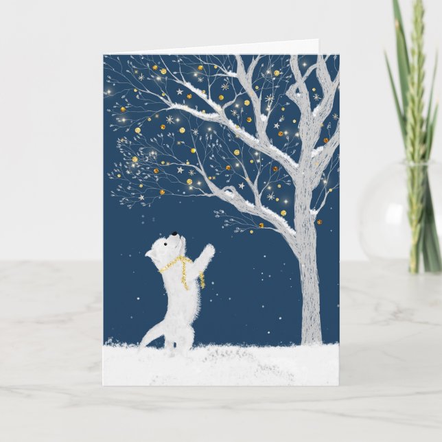Westie Pup and Tree in the Snow Holiday Card (Front)