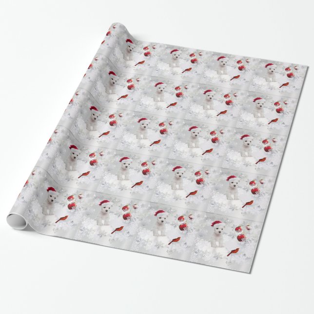Westie Puppy Christmas Gift Wrap - Version Two (Unrolled)