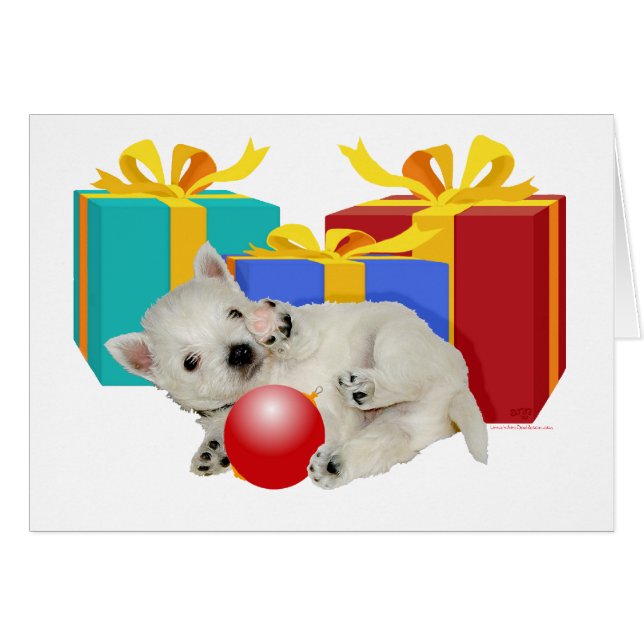 Westie Puppy Christmas Playtime (Front Horizontal)