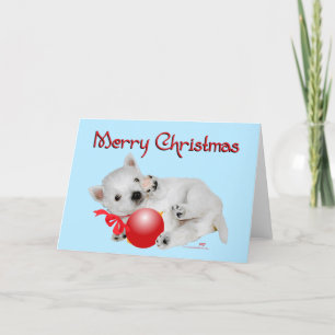 Westie Puppy Christmas Playtime Holiday Card
