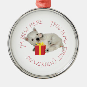 Westie Puppy First Christmas Metal Tree Decoration