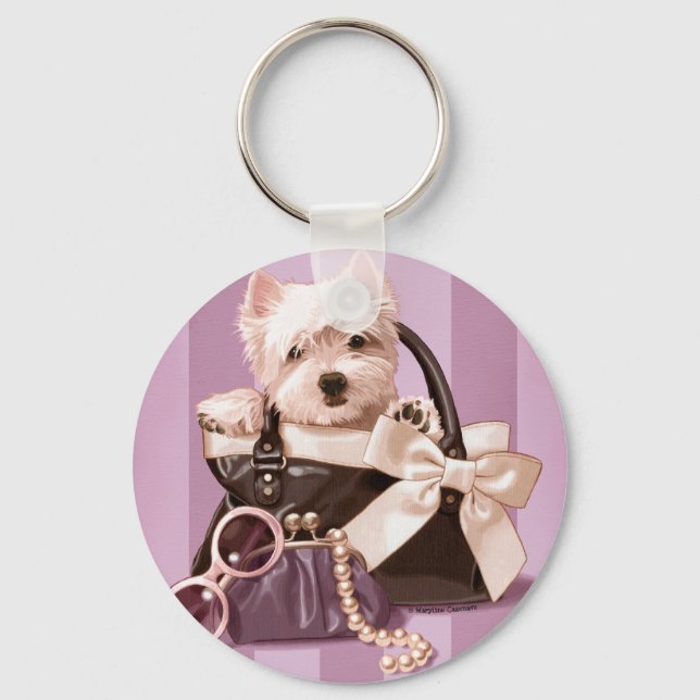 Westie puppy in Handbag Key Ring (Front)