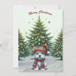 Westie Puppy Merry Christmas Card