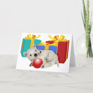 Westie Puppy with Christmas Presents Holiday Card