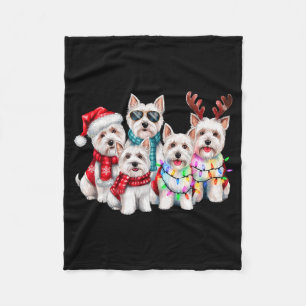 Westie Reindeer Christmas Lights Dog Lover Xmas Pa Fleece Blanket