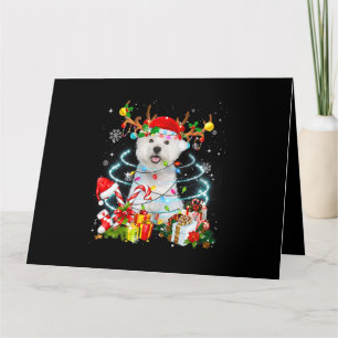 Westie Reindeer Christmas Tree Lights Pajama Dog X Card