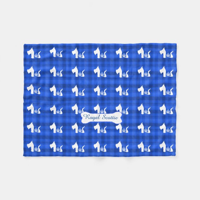 Westie Royal Crown Fleece Blanket (Front (Horizontal))