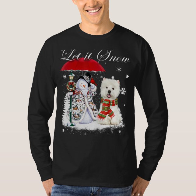 Westie Santa Dog Christmas Snowman Xmas Pajama T-Shirt (Front)