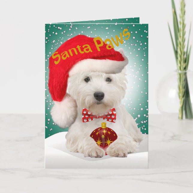 Westie Santa Paws Cards (Front)