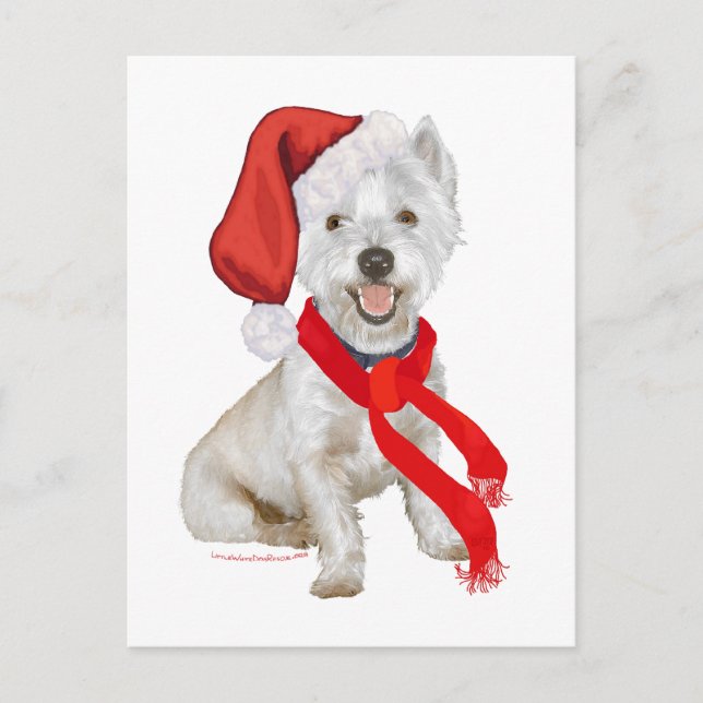 Westie Santa's Helper Holiday Postcard (Front)