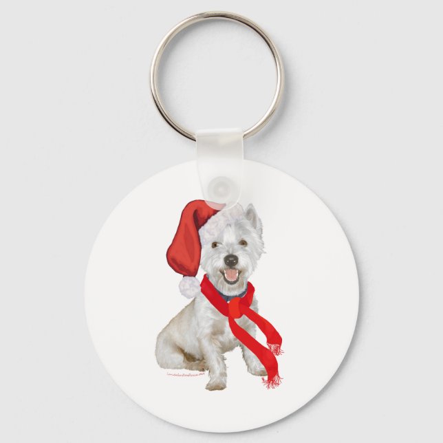 Westie Santa's Helper Key Ring (Front)