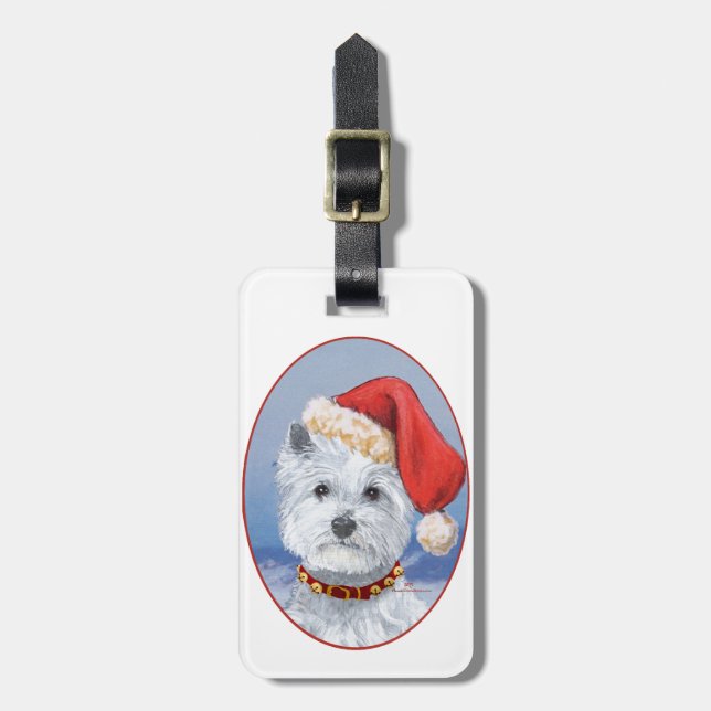 Westie Santas Helper Luggage Tag (Front Vertical)