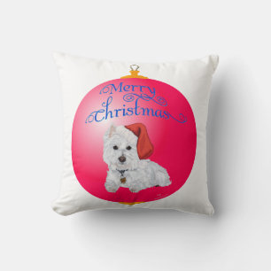 Westie Santa's Helper Ornament Cushion