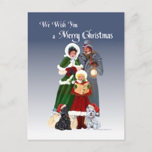 Westie & Scottie Christmas Carols Holiday Postcard