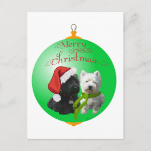 Westie Scottie Christmas Ornament Holiday Postcard