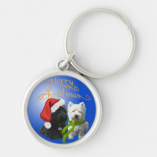 Westie Scottie Christmas Ornament Key Ring