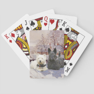 Westie & Scottie Winter Magpie Playing Cards