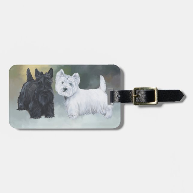 Westie Scottie Wintertime Luggage Tag (Front Horizontal)
