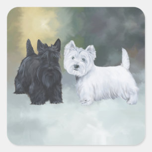 Westie Scottie Wintertime Square Sticker