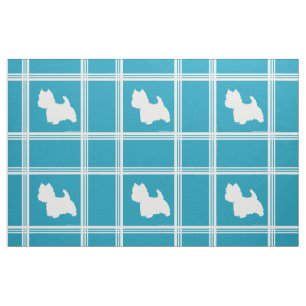 Westie Silhouette on Turquoise Fabric
