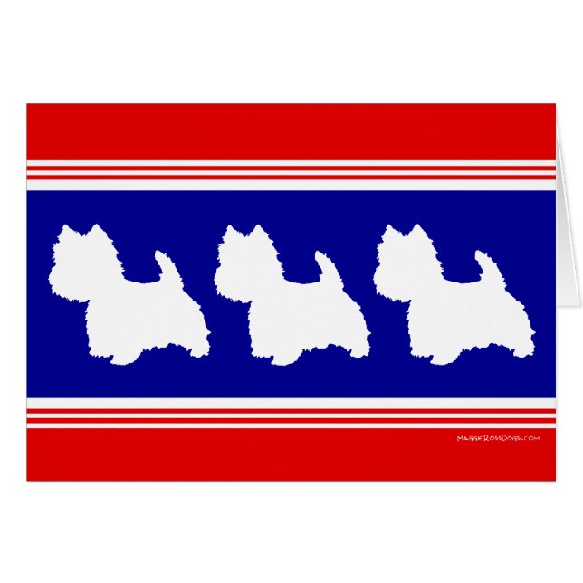 Westie Silhouette Red & Blue (Front Horizontal)