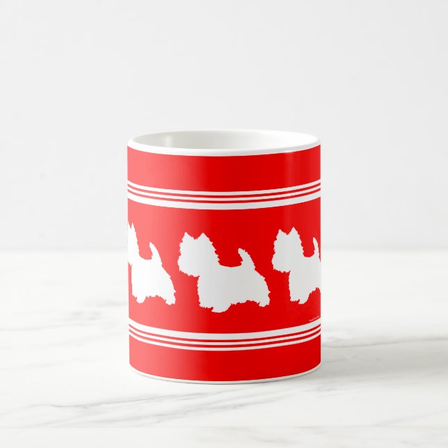 Westie Silhouette Red Coffee Mug (Center)
