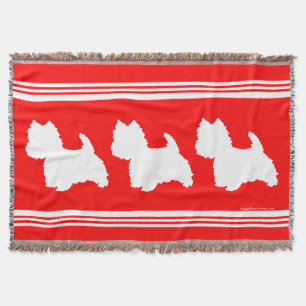 Westie Silhouette Red Throw Blanket