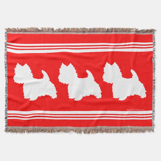 Westie Silhouette Red Throw Blanket (Front)