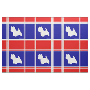 Westie Silhouette Red White Blue Fabric