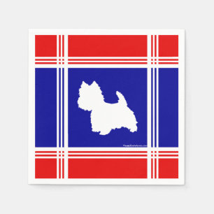 Westie Silhouette Red, White, Blue Napkin