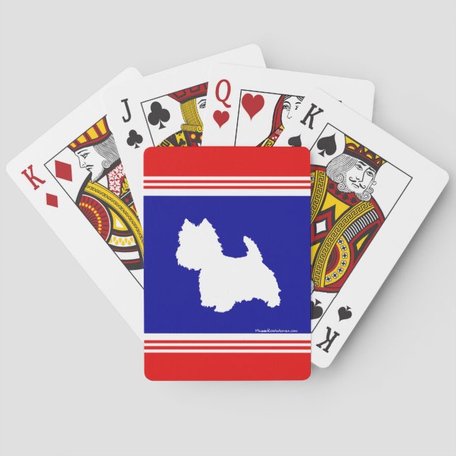 Westie Silhouette Red, White, Blue Playing Cards (Back)