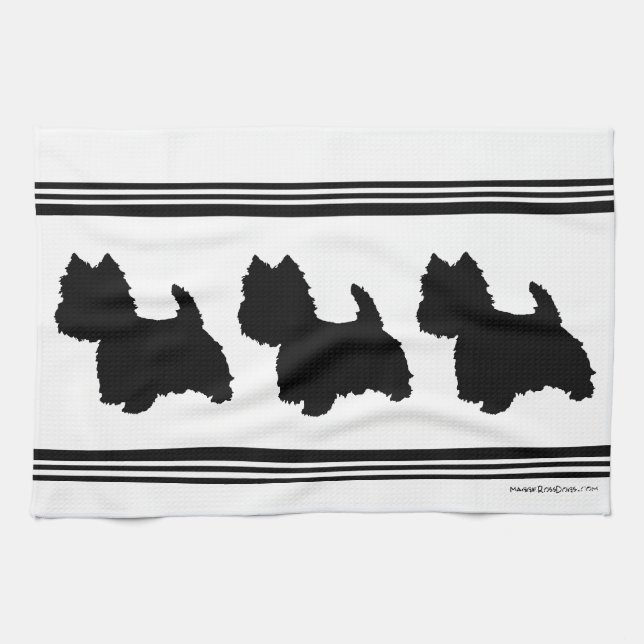 Westie Silhouette Tea Towel (Horizontal)