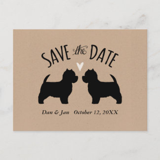Westie Silhouettes Wedding Save the Date Announcement Postcard