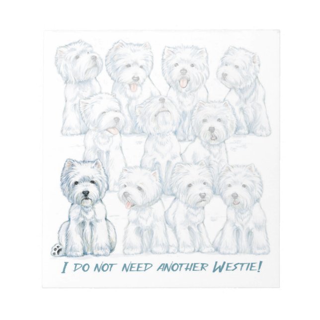 Westie "Sit Stay" Note Pad by Borgo (Front)