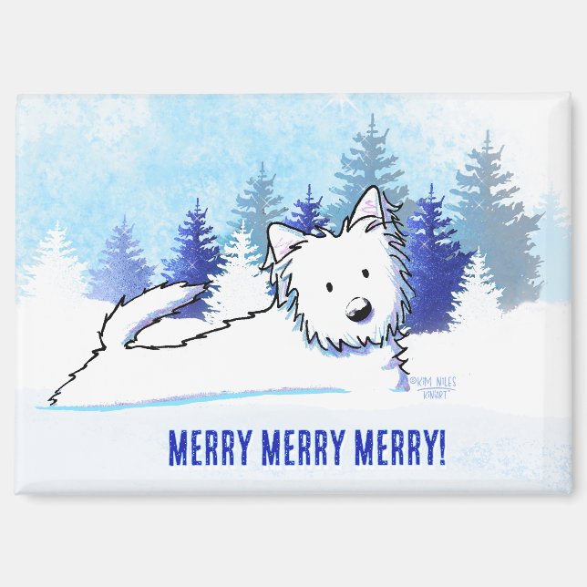 Westie Snowplow Winter Dog Magnet (Front)