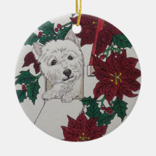 Westie Special Delivery For the Holidays Ceramic Tree Decoration
