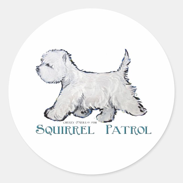 Westie Squirrel Patrol Classic Round Sticker (Front)