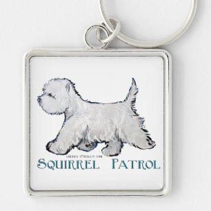 Westie Squirrel Patrol Key Ring