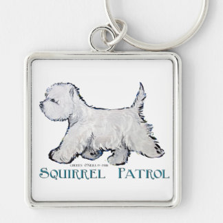 Westie Squirrel Patrol Key Ring