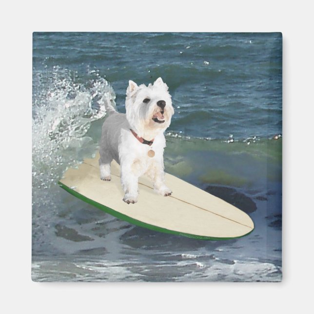 Westie Surfer Magnet (Front)