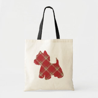 Westie Tartan Plaid Tote Bag - Red