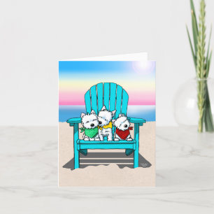 Westie Terrier Beach Trio Greeting Card