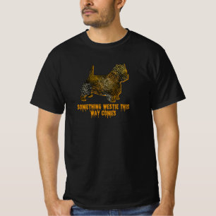 Westie Terrier Dog Silhouette Fun Orange Halloween T-Shirt