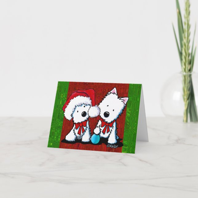 Westie Terrier Duo Christmas Cards (Front)
