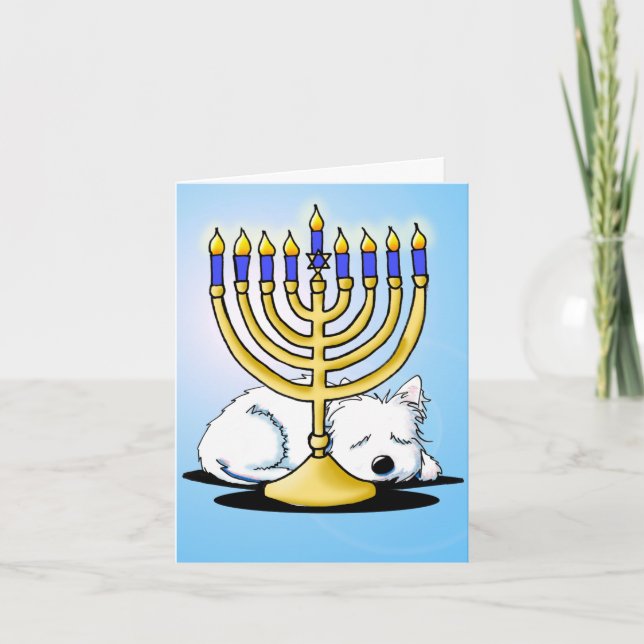 Westie Terrier Hanukkah Card (Front)